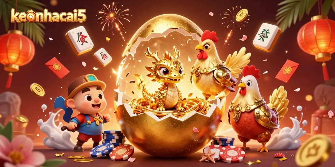 Experience the latest betting updates with keonhacai5, featuring a captivating 3D dragon and poker chips.
