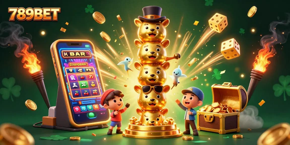 Join 789BET at a vibrant casino scene filled with dynamic gaming elements and excitement.