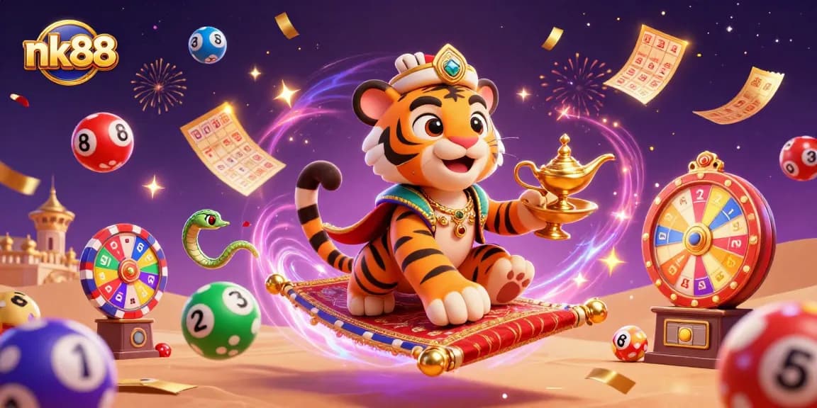 Experience the excitement of nk88 with vibrant lottery elements and a dazzling casino atmosphere.