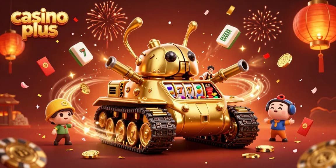 Experience thrilling casino plus fun with a golden beetle tank, engaging in vibrant games.