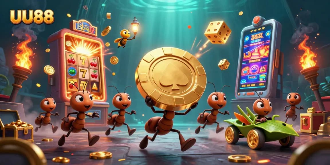 Engage with UU88's electrifying casino heist featuring ants, a firefly lookout, and golden treasures.
