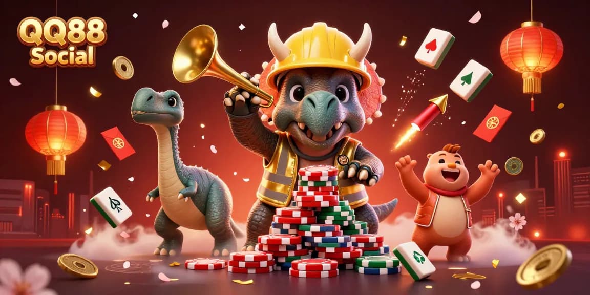 Experience vibrant excitement with QQ88 Social in a thrilling gambling scene celebrating wins.