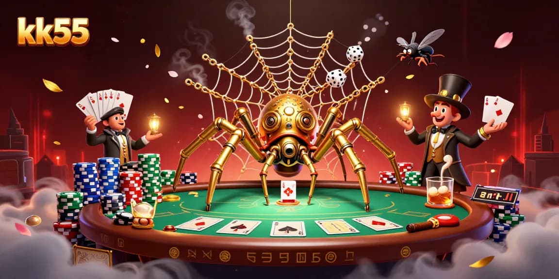 Experience thrilling gaming at kk55 with a dynamic steampunk illustration showcasing poker and fun.