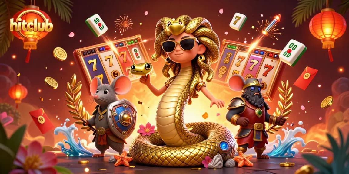 Experience hitclub's thrilling atmosphere with a Medusa and warrior in a lively casino scene full of jackpot excitement.