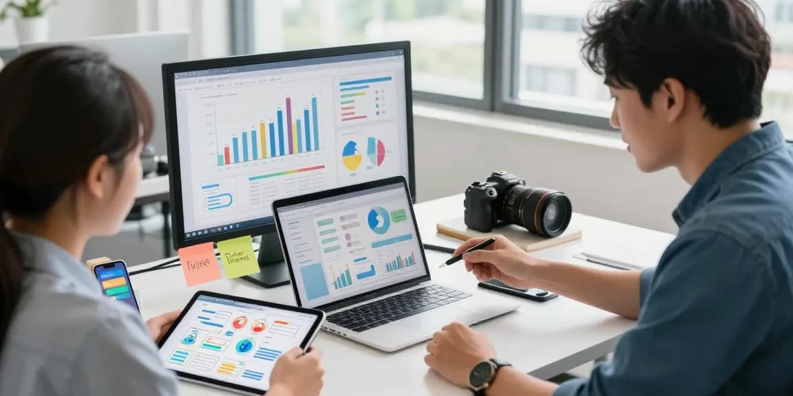 Tim profesional menggunakan GEGESLOT di ruang kerja digital yang modern.