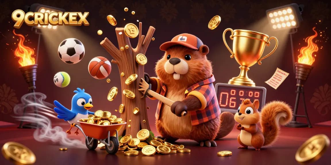 Experience winning action with 9CRICKEX through vibrant characters and sports elements in an exciting gaming scene.
