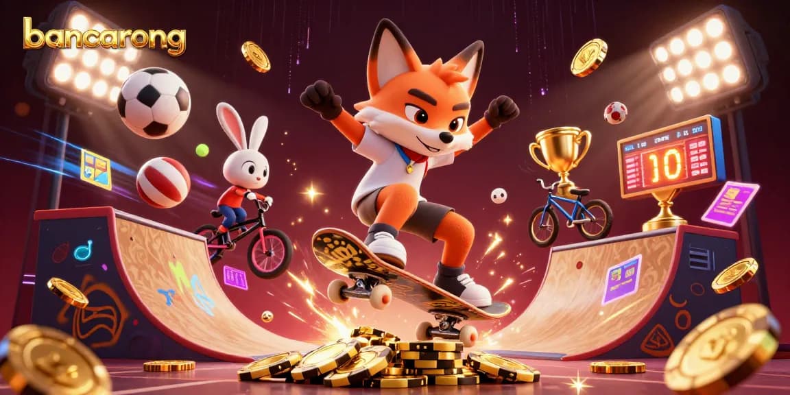 Bancarong gamifies the thrill of betting with a vibrant scene of a cartoon fox and rabbit in dynamic casino action.