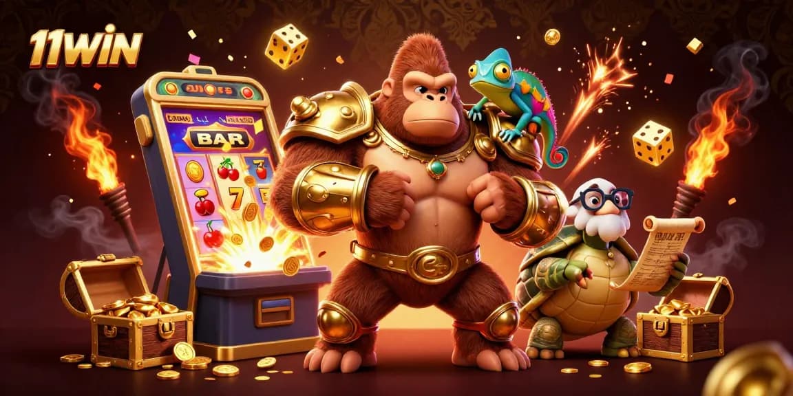 Engage with thrilling 11WIN gameplay featuring vibrant characters and exciting casino elements.