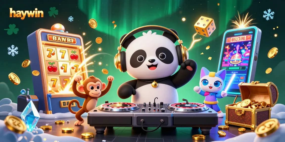 haywin offers dynamic gaming experience with a panda DJ, vibrant casino elements, and lively atmosphere.