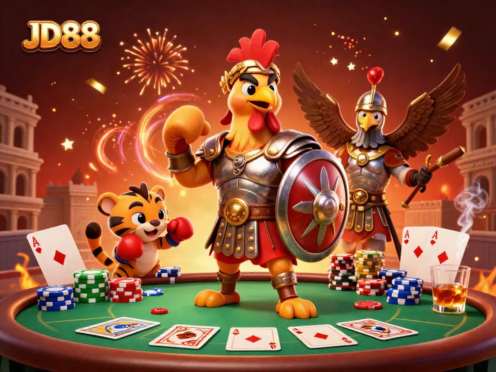 Engage with JD88's vibrant 3D casino adventure featuring dynamic characters and gaming elements.