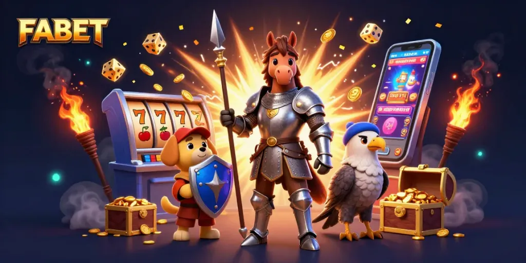 Engage with FABET's thrilling casino experience featuring slot machines and festive elements.