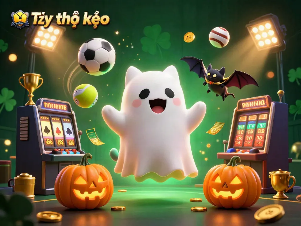 Bet on Tỷ lệ kèo with thrilling sports betting action in a glowing haunted casino