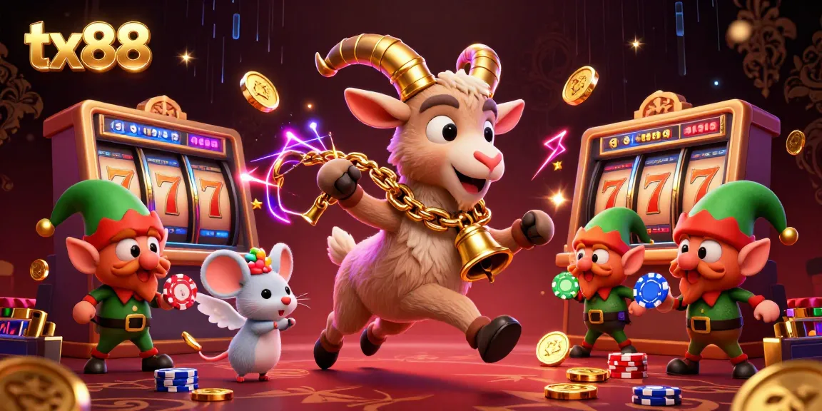 Experience thrilling action at tx88 with Krampus and festive characters in a vibrant casino scene.