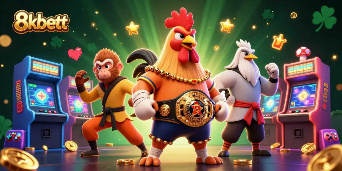 Engage with 8xbett's vibrant gaming culture in a dynamic casino scene featuring martial artists.