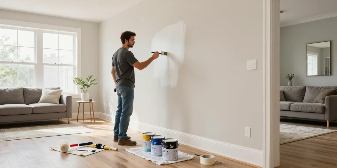 Trusted Lincoln Painters at work in a beautifully lit home interior, showcasing quality craftsmanship and attention to detail.