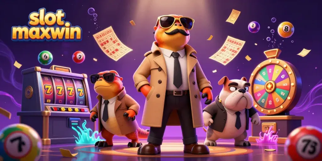 Engage with the colorful world of slot maxwin featuring lively raptors in a casino scene.