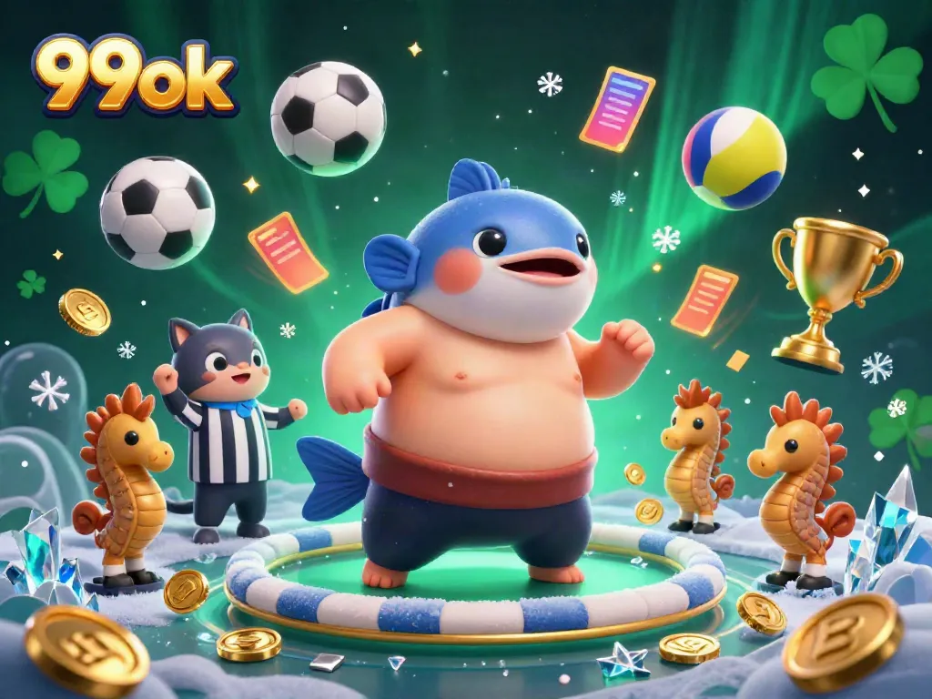 Engage in playful underwater betting with 99ok's vibrant characters and dynamic sports elements.