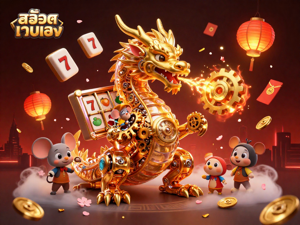 Engage with สล็อตเว็บตรง action surrounded by vibrant slot reels, golden coins, and winning elements.