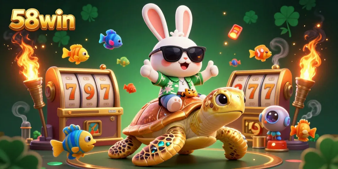 Experience thrilling jackpot excitement with 58win's engaging casino scene featuring vibrant characters and games.