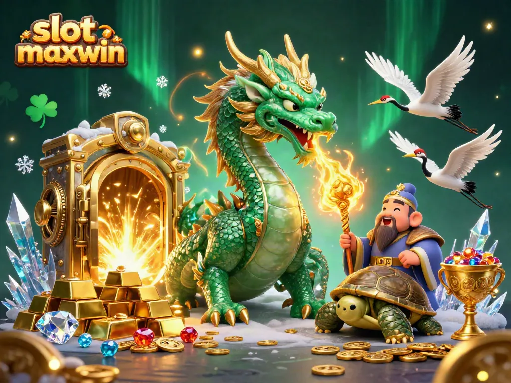Experience the thrill of slot maxwin with a jade dragon, lucky cranes, and golden treasures.