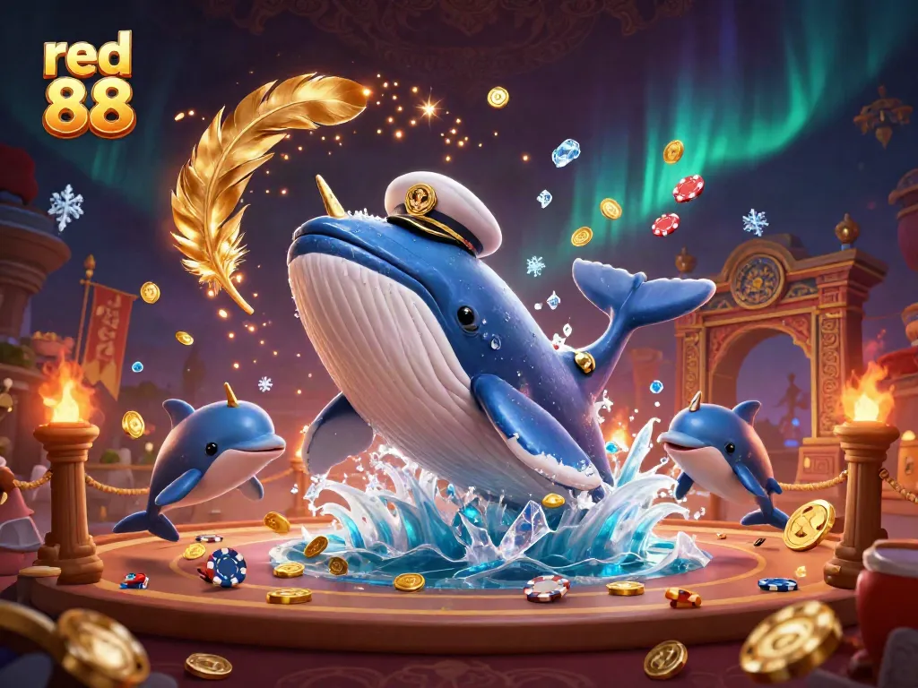 Engage in thrilling gameplay with red 88 at a casino featuring cartoon whales and vibrant rewards.