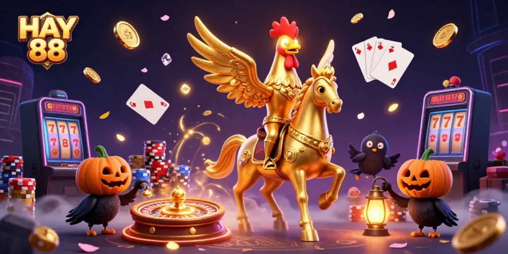 Experience the thrill of HAY 88 with dynamic gambling elements in a vibrant casino setting.
