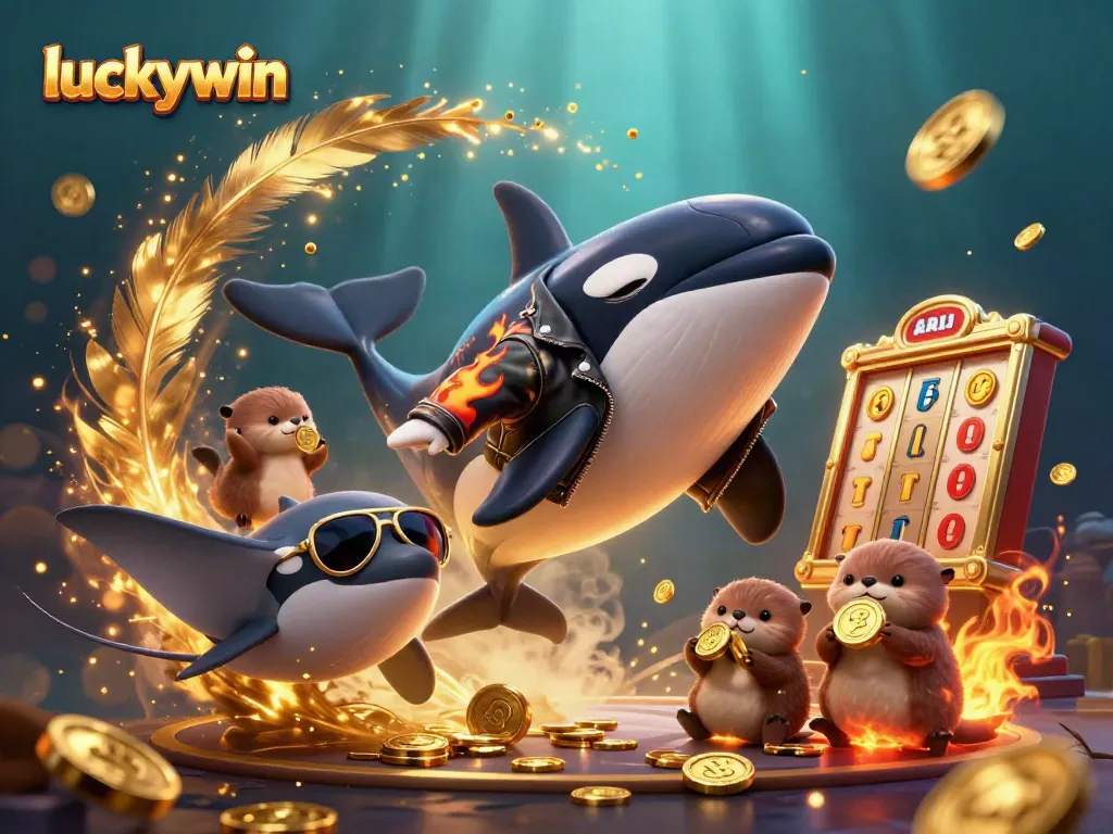 Experience excitement and jackpots with luckywin in this colorful 3D casino scene.