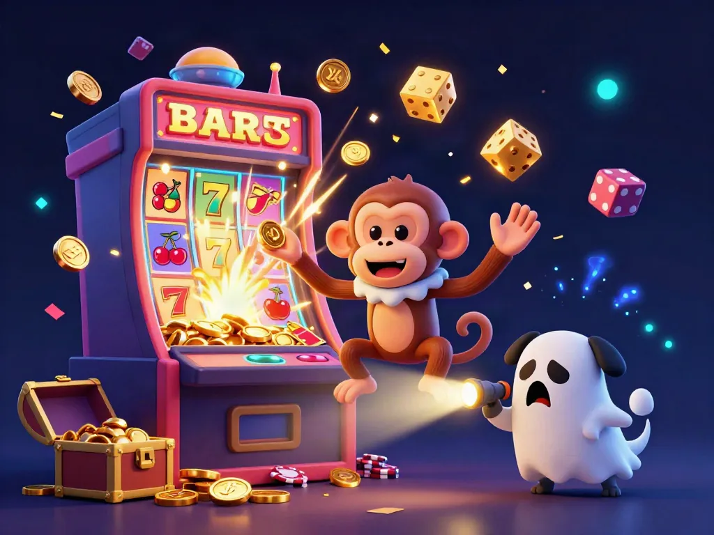 Experience the thrill of UU88 with a ghost-hunter puppy chasing a playful poltergeist monkey juggling golden treasures.