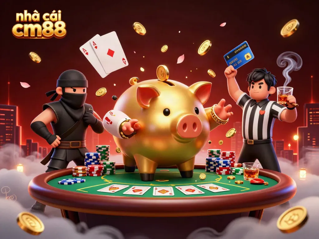 Engage with nhà cái cm88's vibrant casino atmosphere featuring exciting characters and elements in action.