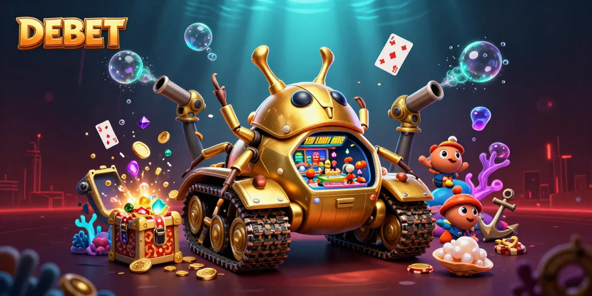 Experience the thrilling DEBET casino adventure with golden beetle tank and underwater treasures.