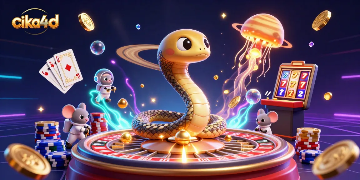 Experience thrilling bets with cika4d in a vibrant 3D casino scene featuring cosmic characters.
