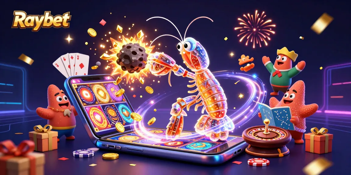 Experience the thrill of Raybet with colorful slot games, golden coins, and energetic characters.