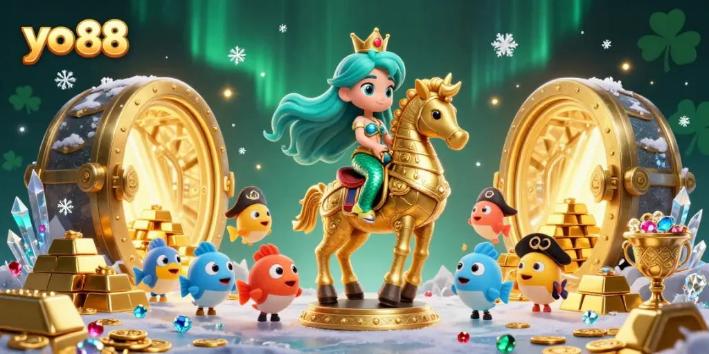 Engage with the thrilling world of yo 88 in this vibrant 3D casino illustration featuring exciting treasure elements.