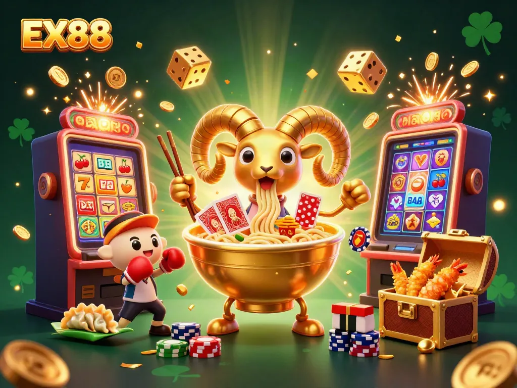 Engage in thrilling gameplay with EX88 featuring a vibrant casino scene and dynamic characters.