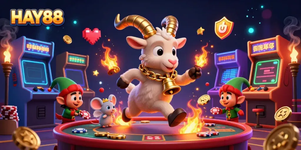 Experience HAY88 with a spooky festive casino featuring cartoon characters and vibrant gaming elements.