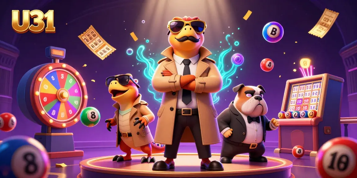 U31 casino raptors disguised as a tall person entering a VIP lounge amidst colorful lottery excitement.