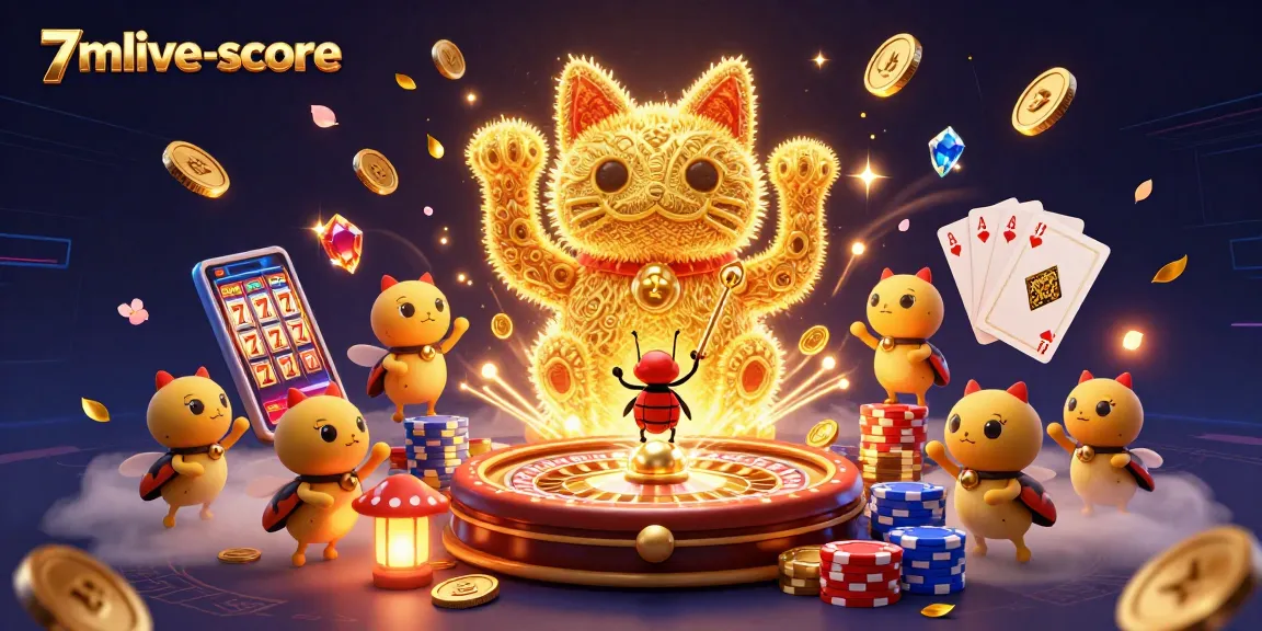 Experience the excitement of 7mlive-score with vibrant casino-themed illustration featuring lucky symbols and dynamic gameplay.