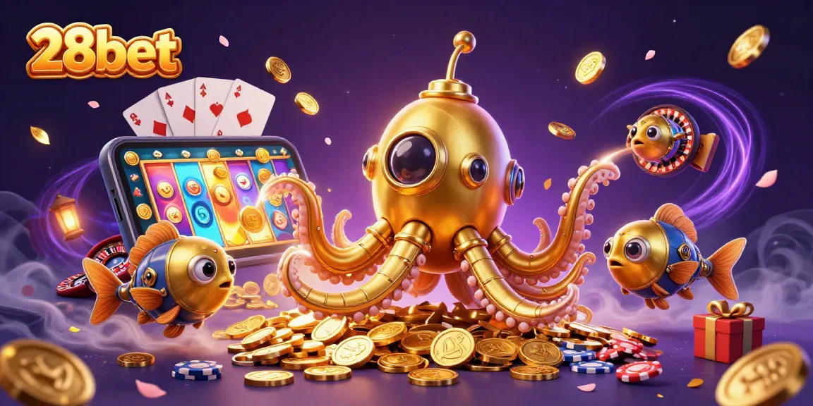 Experience the exhilarating world of 28bet with a vibrant casino-themed digital illustration showcasing dynamic games.