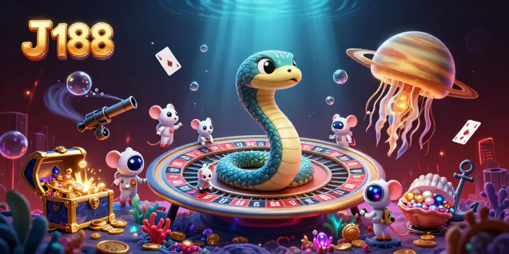 Win big at J 188 with immersive gaming featuring cosmic characters and vibrant elements.