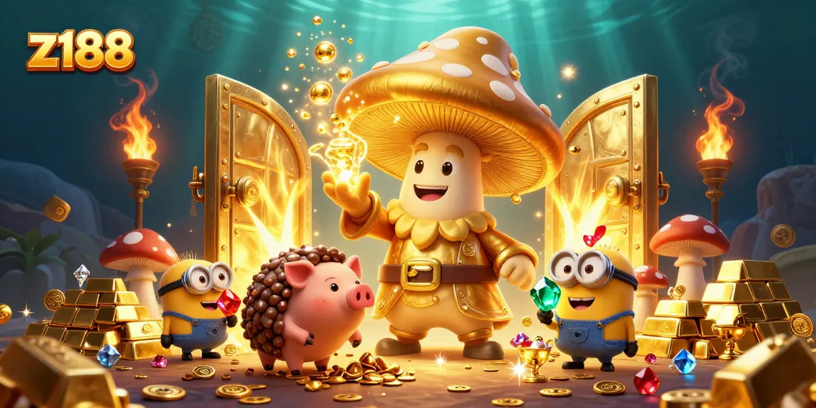 Experience excitement at z188 with a magical treasure scene filled with gold and gems.