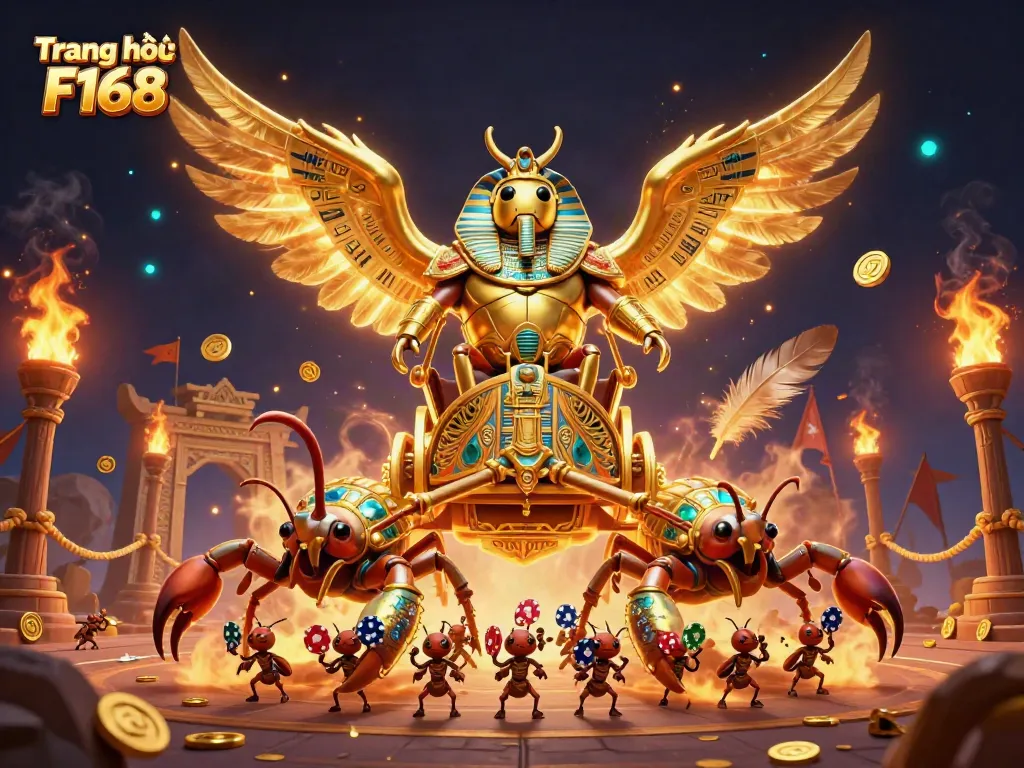 Experience the excitement at Trang chủ F168, with characters representing online casino gaming and vibrant detail.