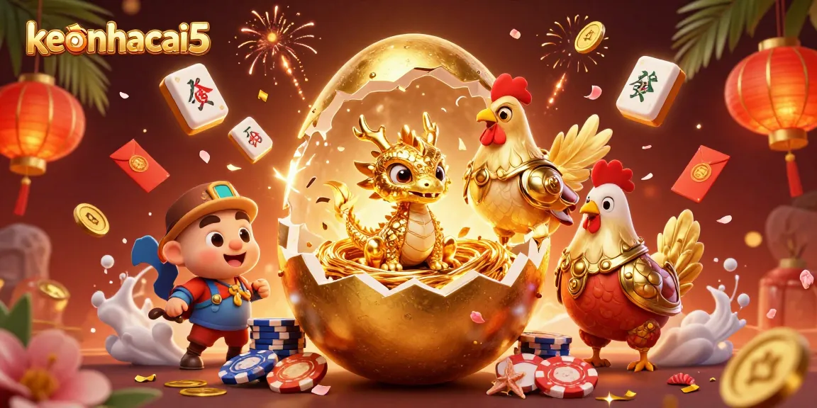 Experience the latest betting updates with keonhacai5, featuring a captivating 3D dragon and poker chips.