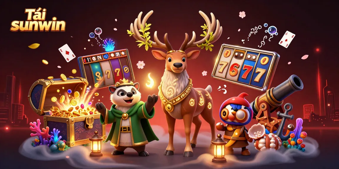 Engage with Tải sunwin in a vibrant casino scene featuring 3D characters and dynamic game elements.