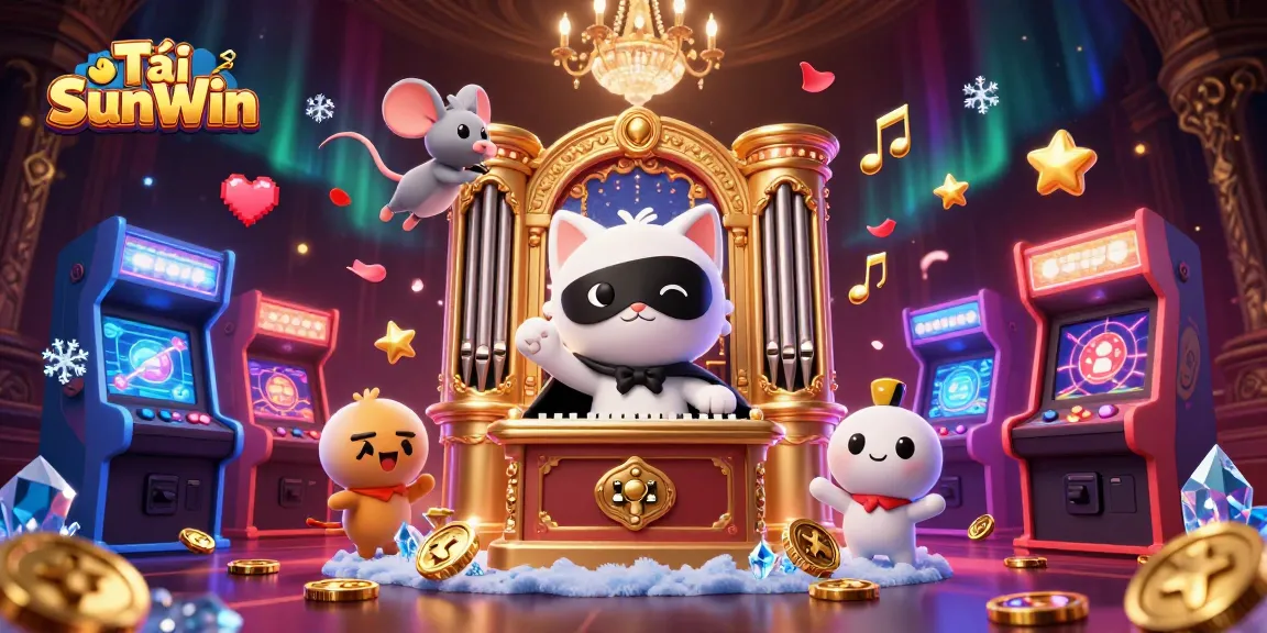 Engage with the colorful world of Tải SunWin featuring vibrant gaming elements and characters in a lively casino scene.