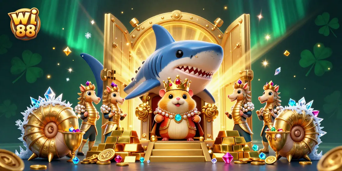 Experience thrilling action at wi 88 with a golden hamster king and gaming treasures in dynamic casino scene.