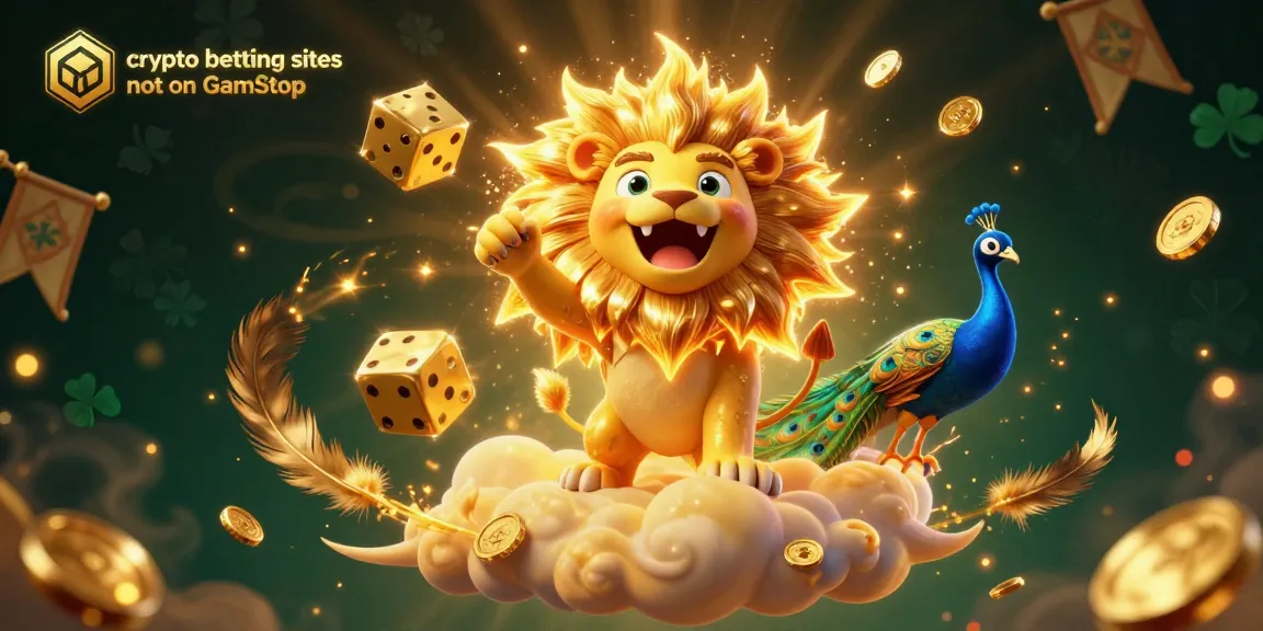Experience the excitement of crypto betting sites not on GamStop with a roaring sun lion surrounded by gold coins and dynamic betting elements.