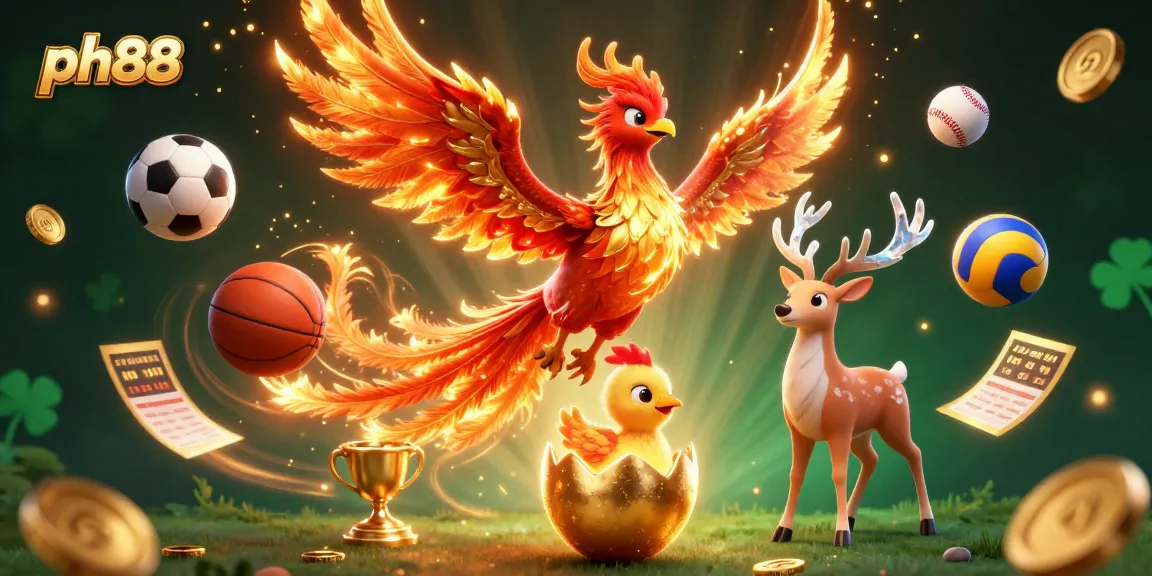 Experience thrill at PH88 with vibrant gambling elements and mystical characters showcasing sports betting.