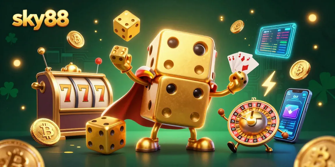 Engage with exciting slots at sky88, featuring dazzling golden dice and thriving crypto elements.