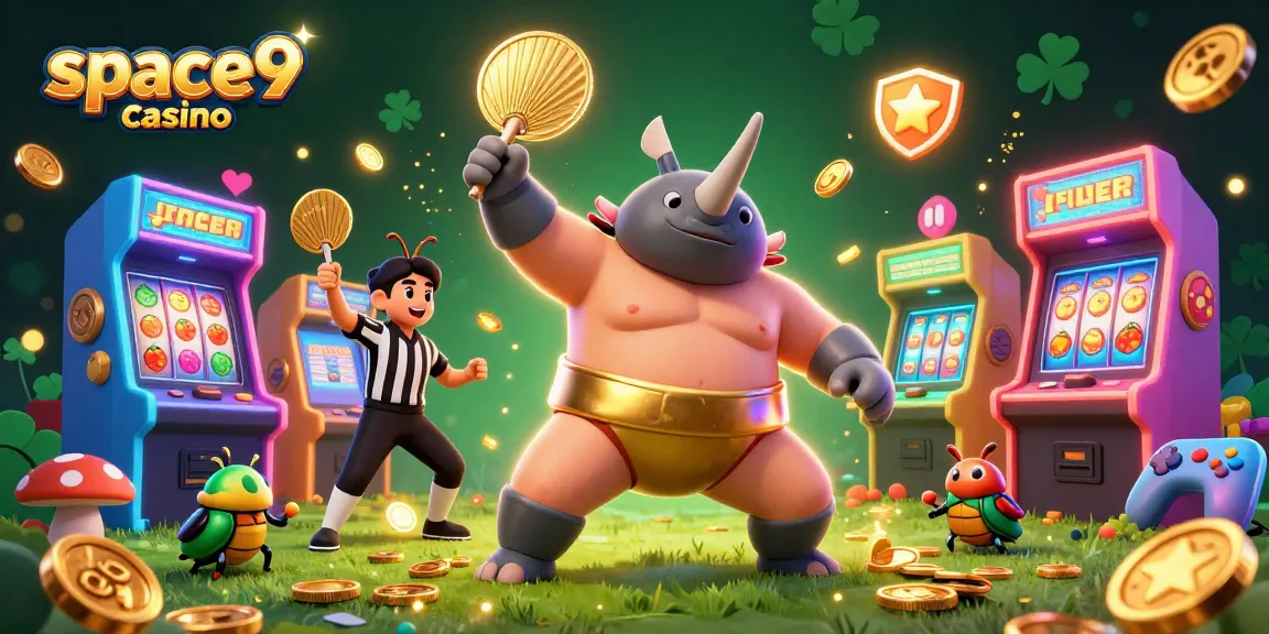 Experience thrills at space9 casino with vibrant 3D cartoon characters and casino gaming elements.