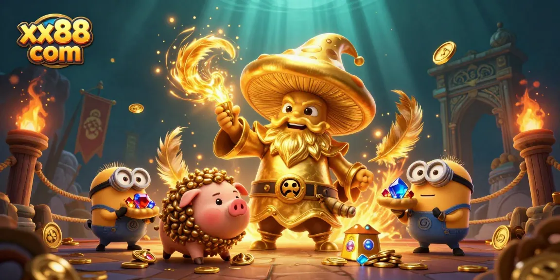 Experience winning thrills at xx88 com's vibrant gaming world with golden magical elements.